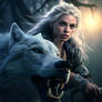 White Hair Claudia with best friend wolf