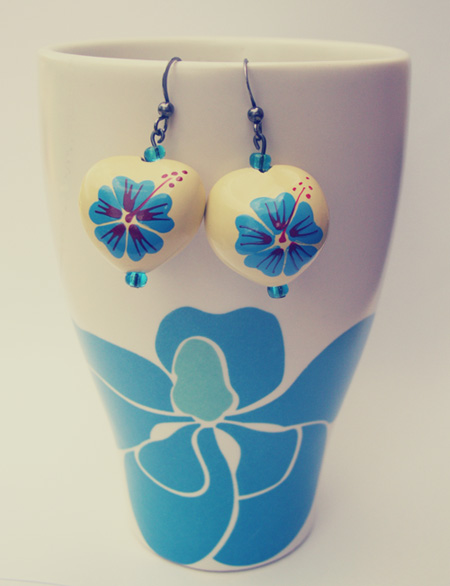 Blue Hibiscus earrings