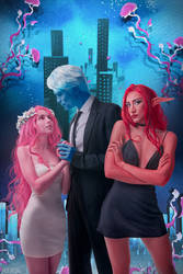 Lore Olympus cosplay, Hades, Persephone and Minthe
