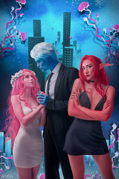 Lore Olympus cosplay, Hades, Persephone and Minthe