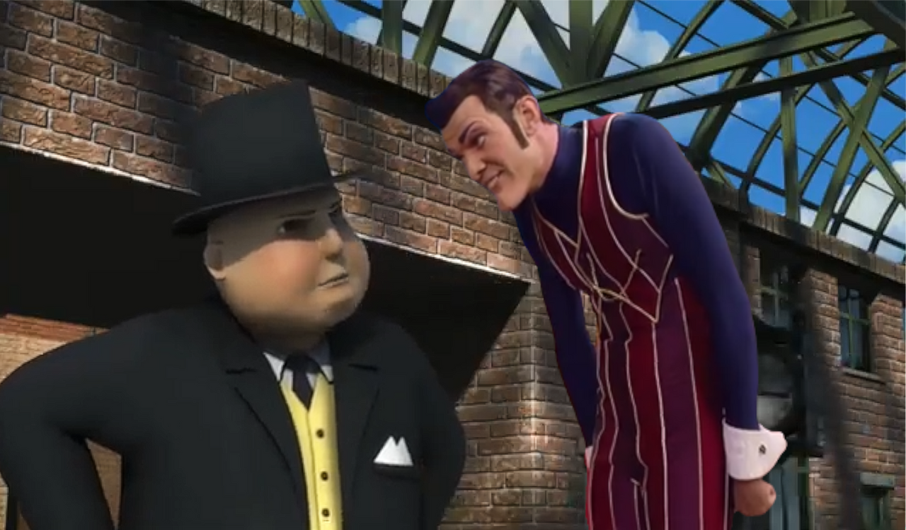 Fat Controller Pride The Fat Controller scolding Robbie Rotten by davidtjbrennan on DeviantArt