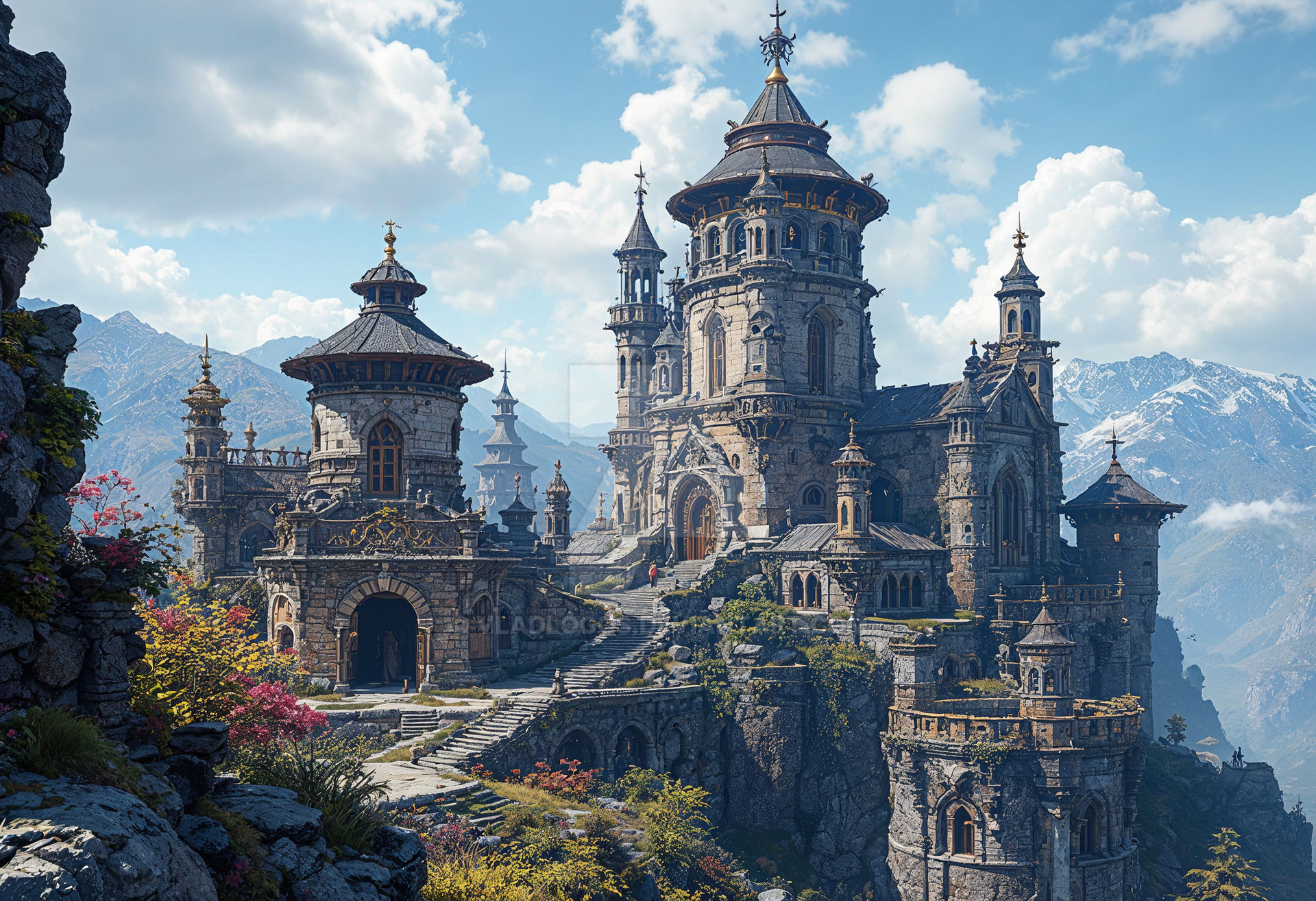 Science Fiction Monastery Monastery in the mountains, fantasy setting by vladlogos on DeviantArt
