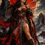 Japanese Samurai warrior under the crimson moon