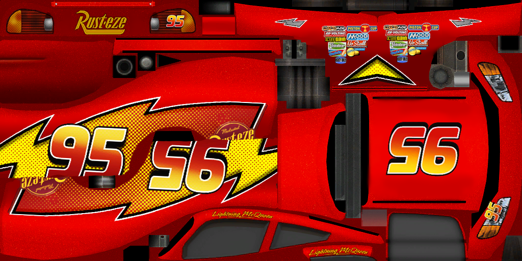 Lightning McQueen Rookie Texture (ROR style) by elmoiscoo3 on DeviantArt