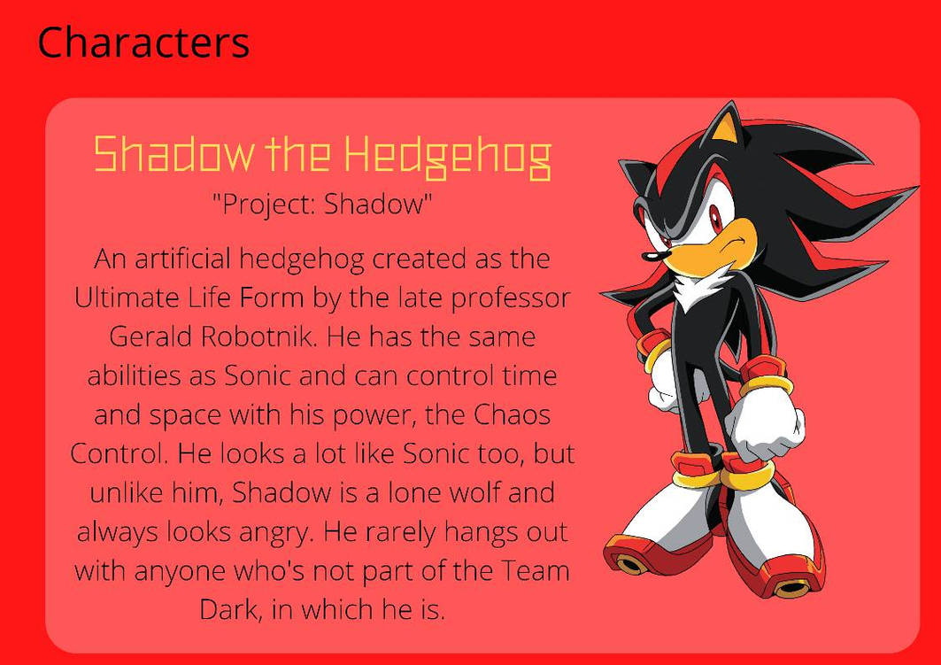 Characters: Shadow by Ernie96 on DeviantArt