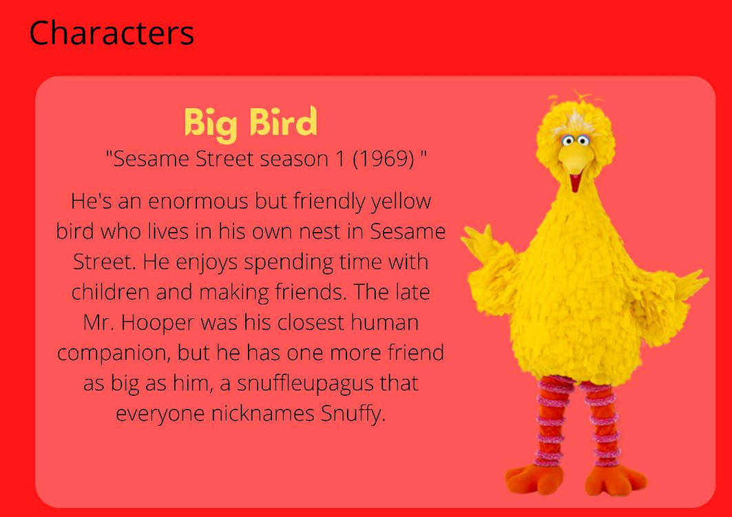 Characters: Big Bird by Ernie96 on DeviantArt