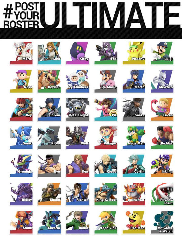 Smash Roster Names Ultimate my smash ultimate roster by Dreamworks78 on DeviantArt