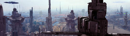 Futuristic City 6 by Scott Richard Dual Screen