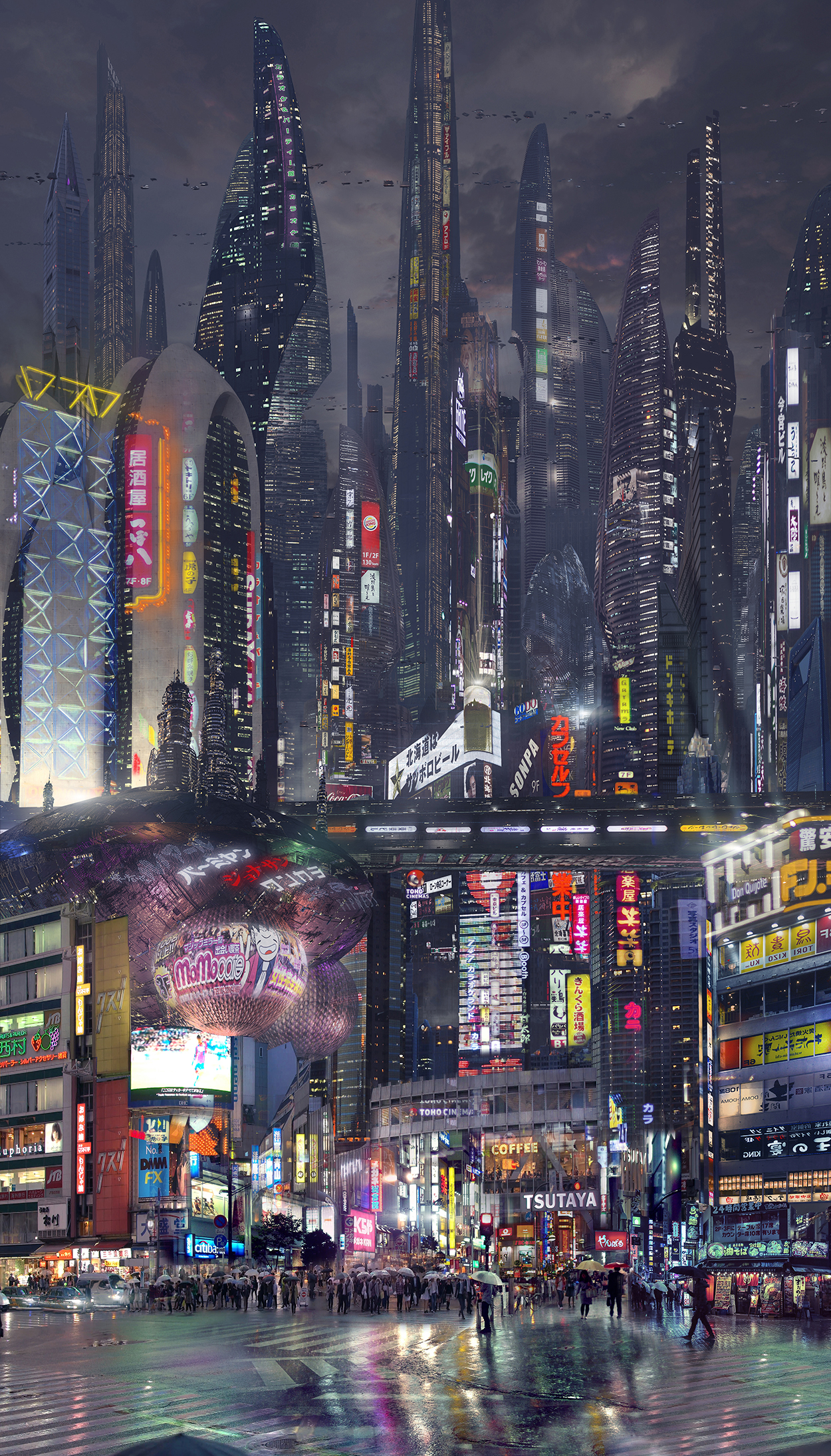 Sci Fi City Street Night by rich35211