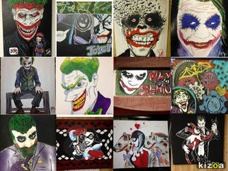 A collage of my Harley and Joker paintings