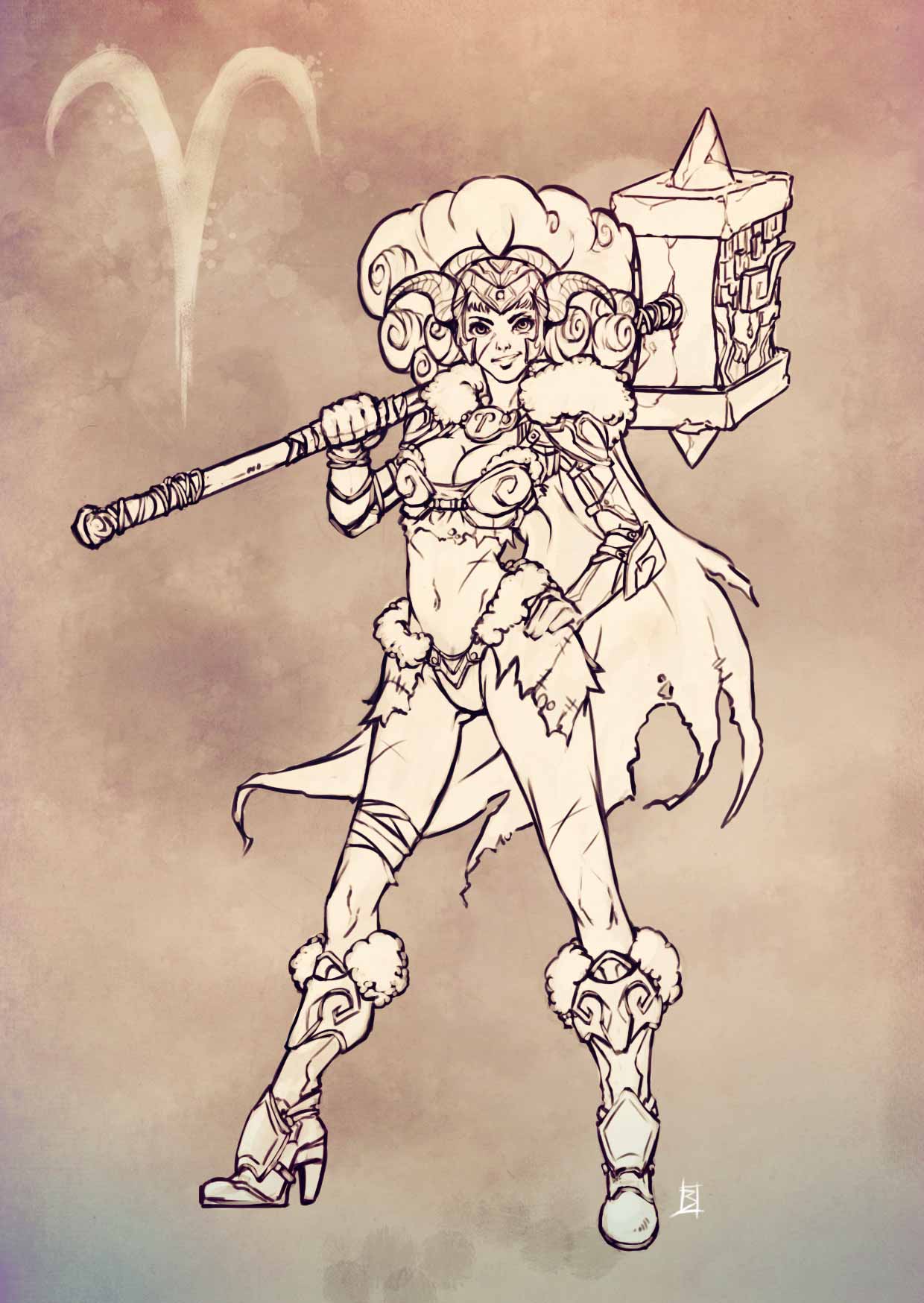 Zodiac Warrior - Aries SKETCH