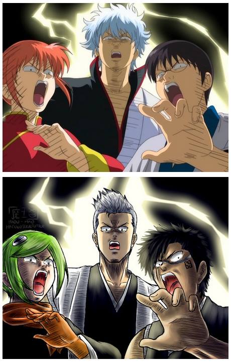 Screenshot redraw meme: Gintama/BLEACH