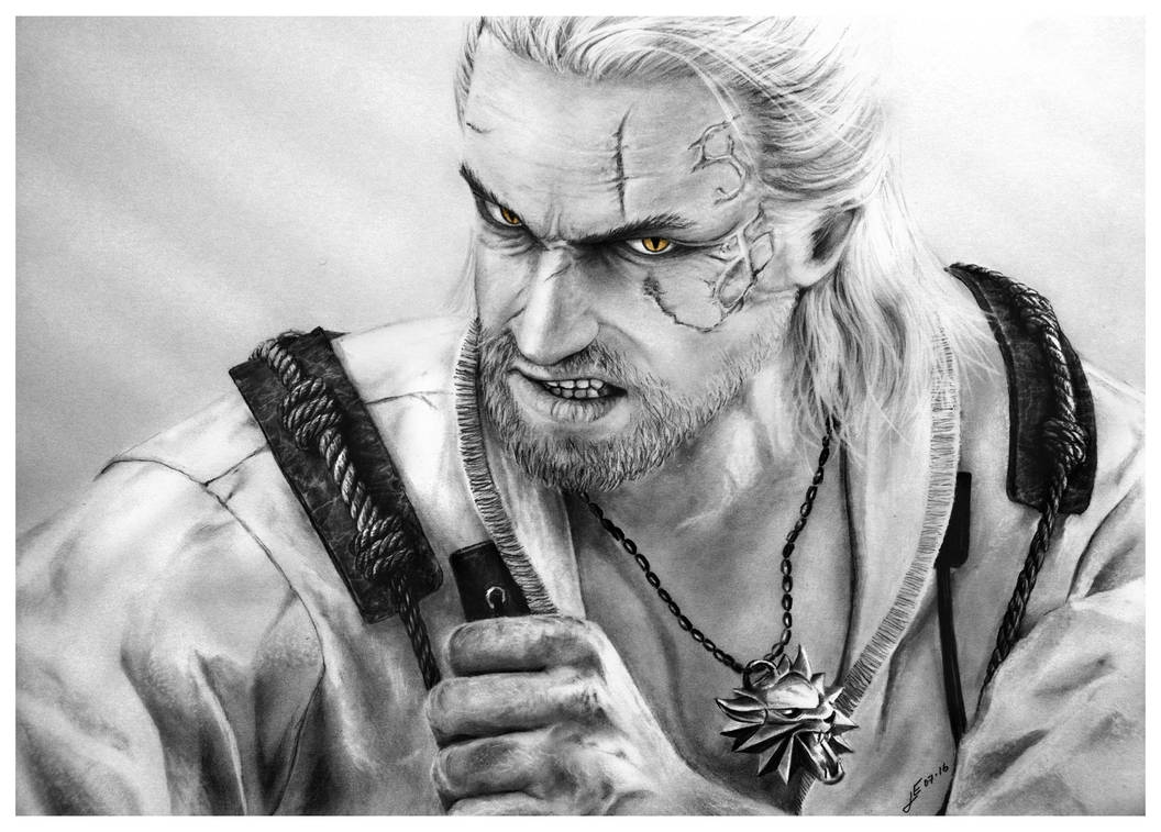 Geralt of Rivia - Pencil Drawing by Jooleya