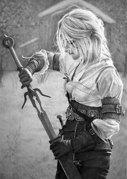 Ciri drawing her sword - finished