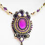 Purple soutache and pearl necklace