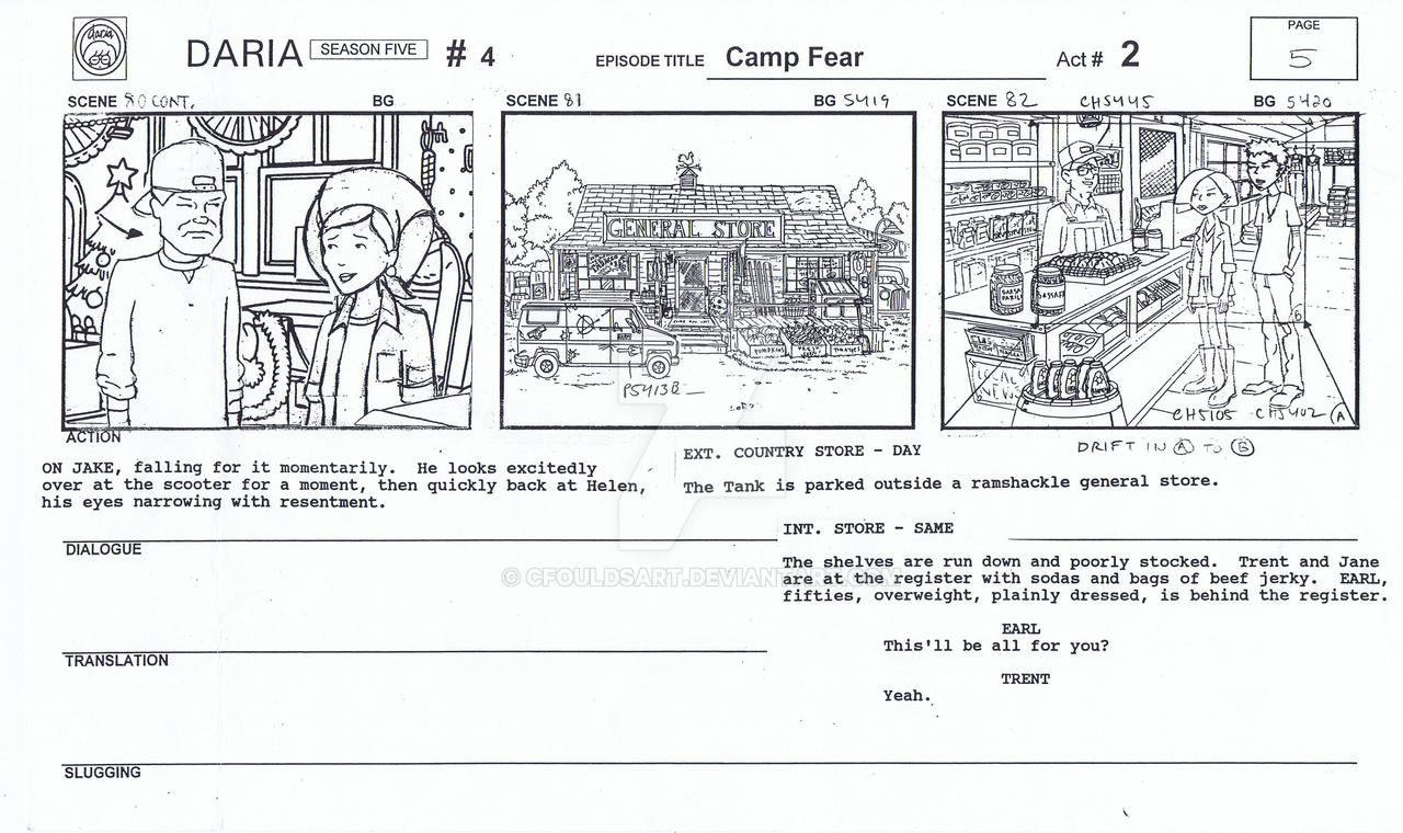 Daria Storyboard:  Camp Fear - p. 1