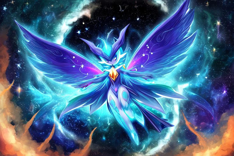 Articuno Pokemon Fan Art With Glow in the Dark Stars and 