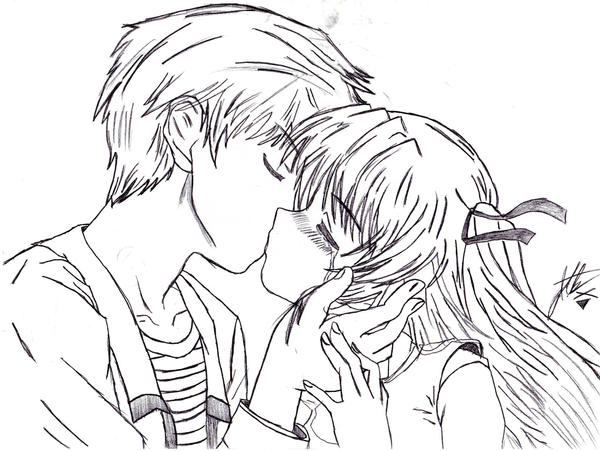 How to draw an anime couple kissing 