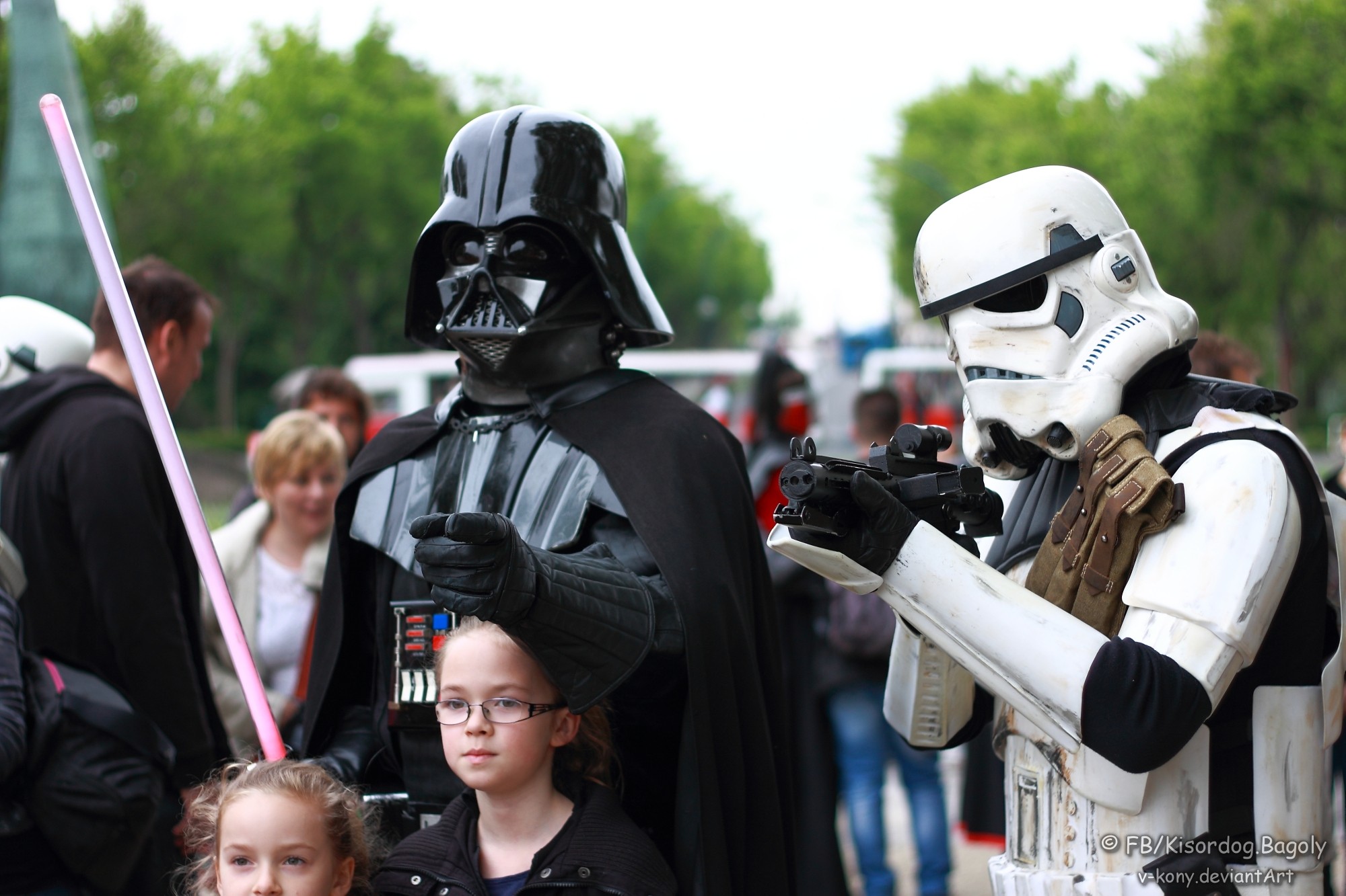 Vader, trooper and two girl