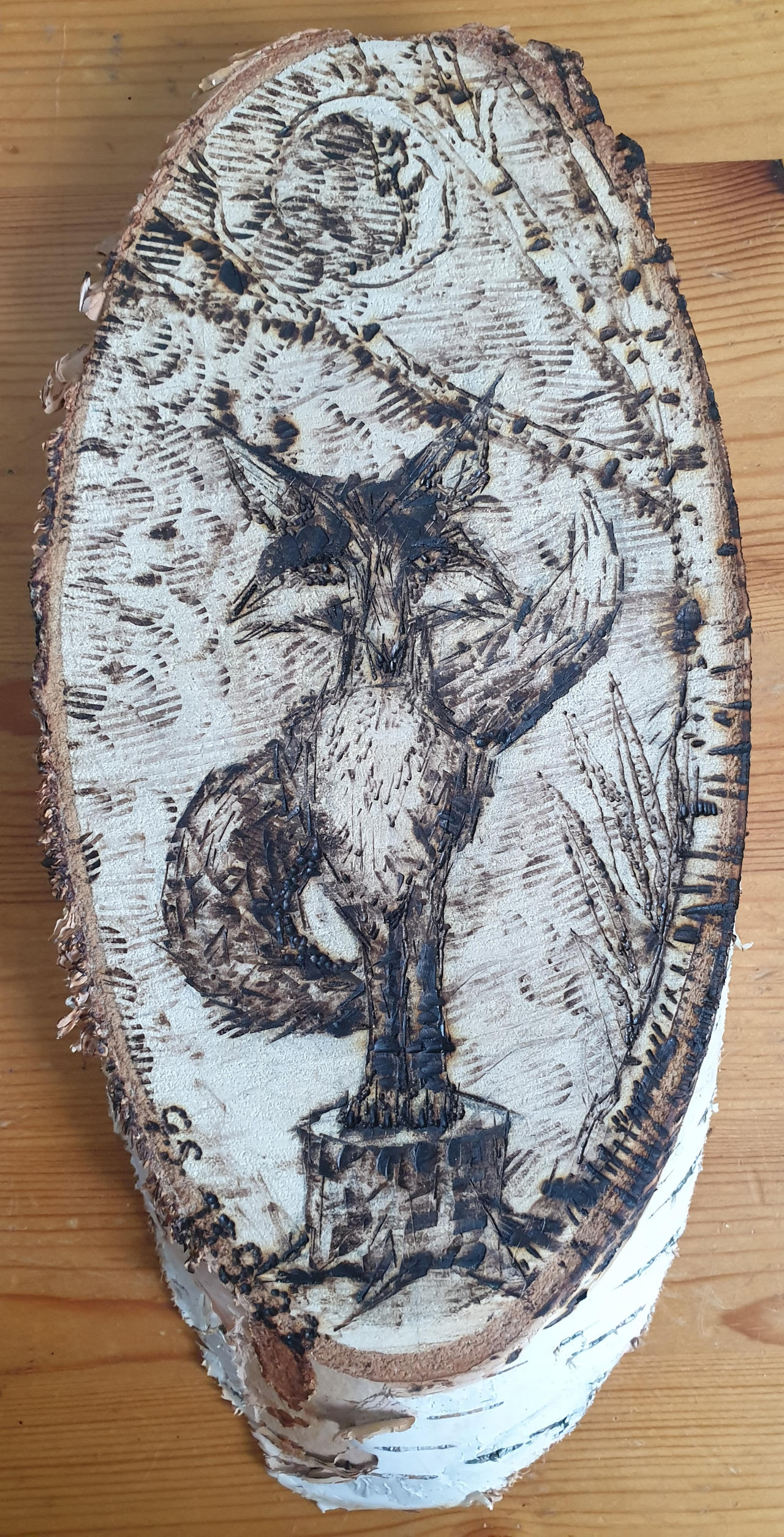 Pyrography - A Fox under the Moon by panicinvivo on DeviantArt