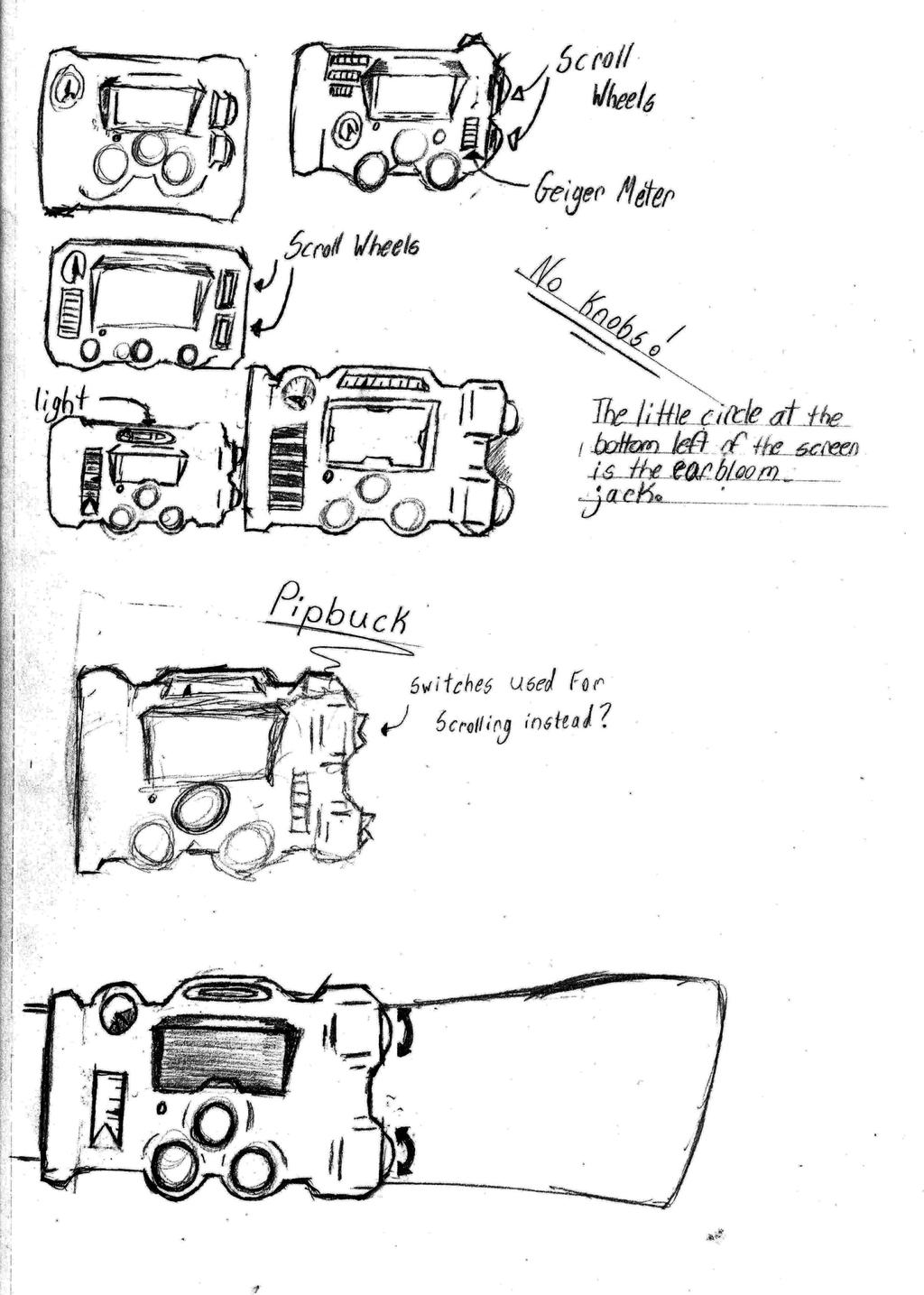 Pipbuck Concept Thumbs/Roughs