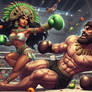 Mixed boxing match: Aztec queen vs Greek hero