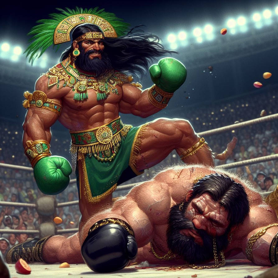 Boxing match: Aztec king vs Greek Barbarian 6 by papa2016 on DeviantArt