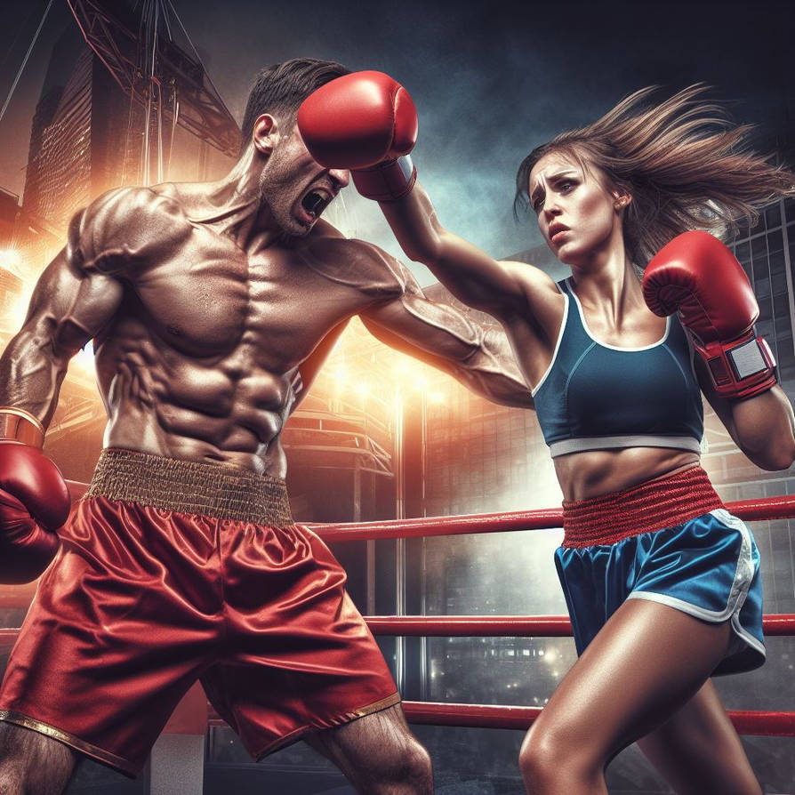 Mixed boxing match in a circus by papa2016 on DeviantArt