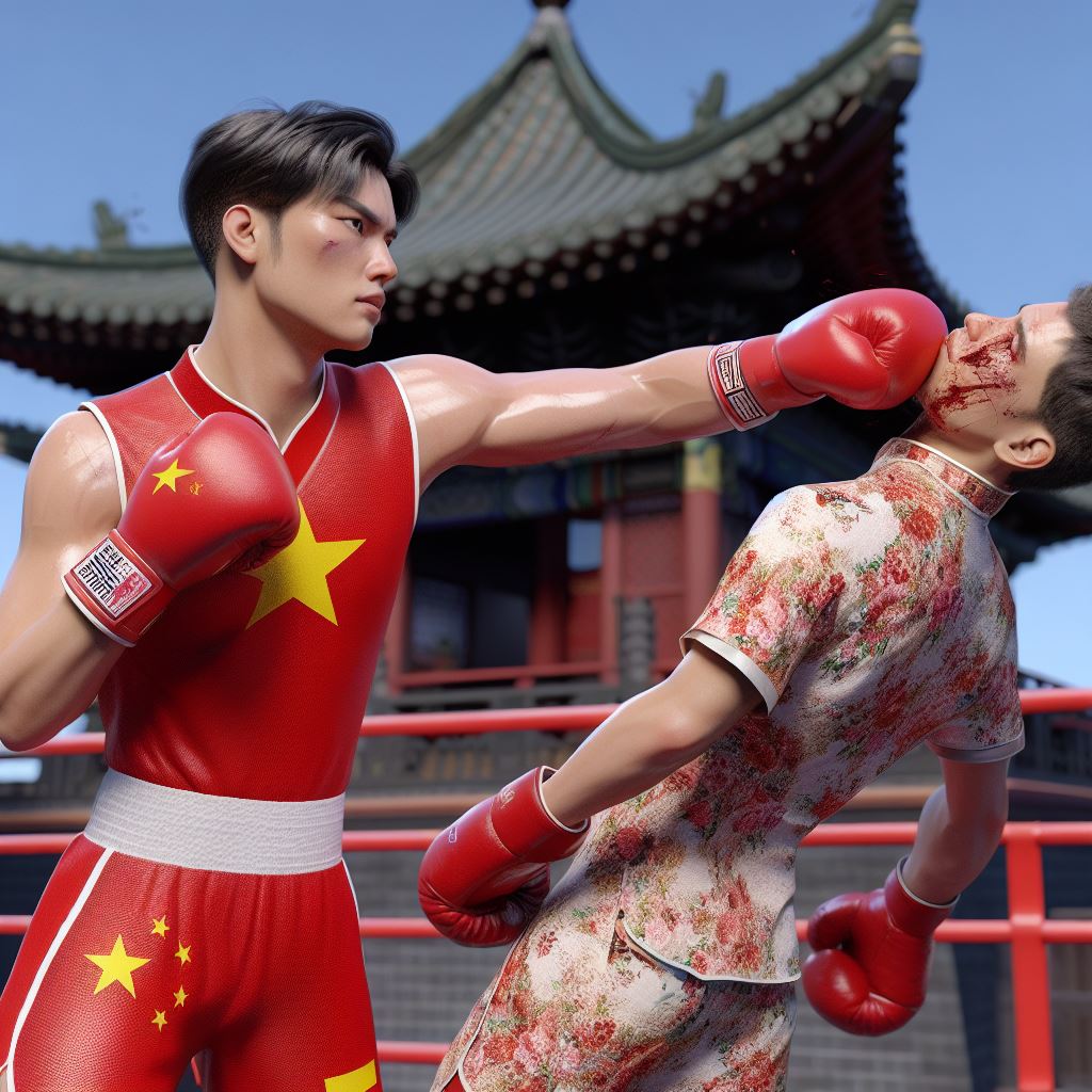 Chinese olympic boxing champion vs a dude by papa2016 on DeviantArt