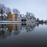 River town in the snow