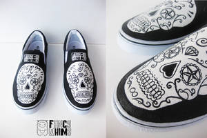 Sugar skull black and white shoes