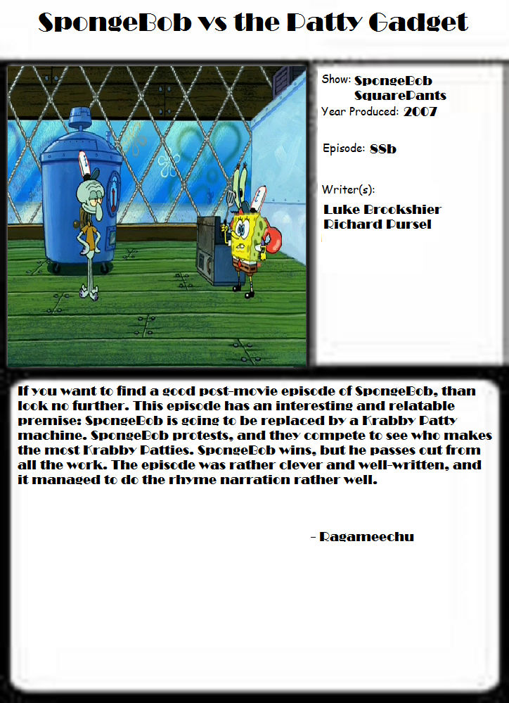 Admirable - SpongeBob vs the Patty Gadget by Ragameechu on DeviantArt