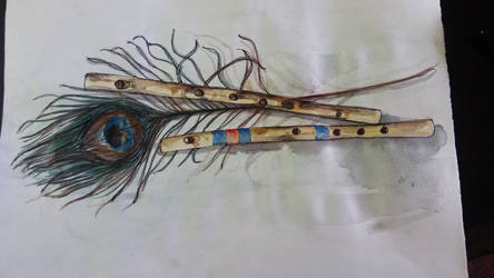 Watercolours. Peacock Feather.