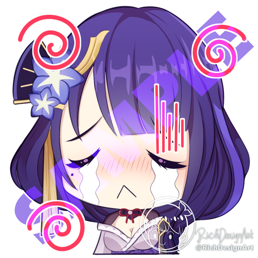 Genshin Impact Raiden Shogun Sticker - Sad by RichDesignArt777 on ...