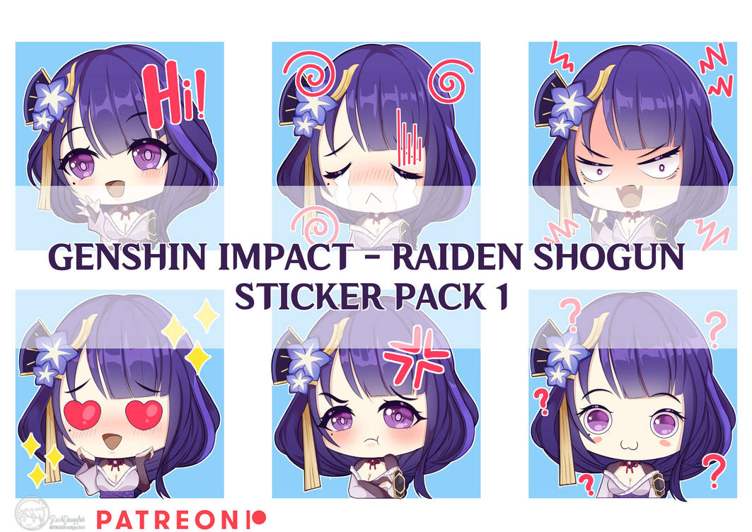 Genshin Impact - Raiden Shogun - Sticker Pack I by RichDesignArt777 on ...