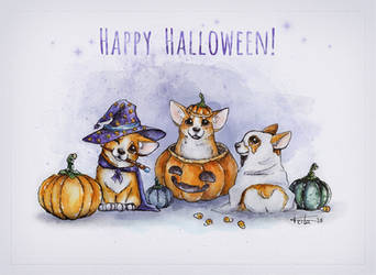 Halloween corgis