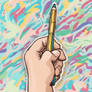 Hand Holding Pen Sticker