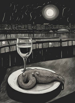 At Night The Rain Looking Out Over The Seine...