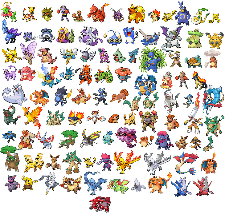 100 fused pokemon sprites.