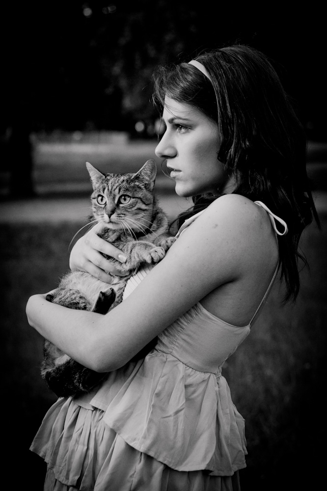 Girl with cat IX