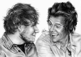 Ed Sheeran and Harry Styles Pencil Drawing by Anna