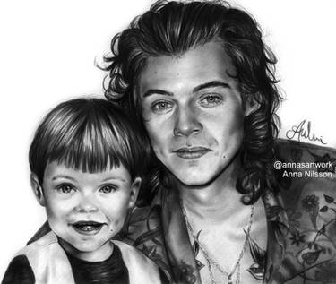 Harry Styles x2 Pencil Drawing by Anna Nilsson