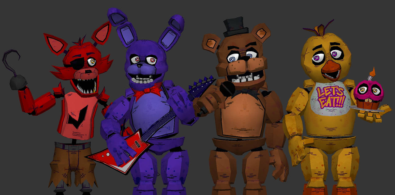 Fnaf 1 retro edit and retext accurate models by limonlima13 on DeviantArt