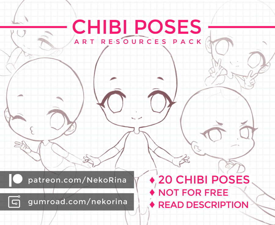 Chibi poses reference (chibi base set #6) by Nukababe on DeviantArt