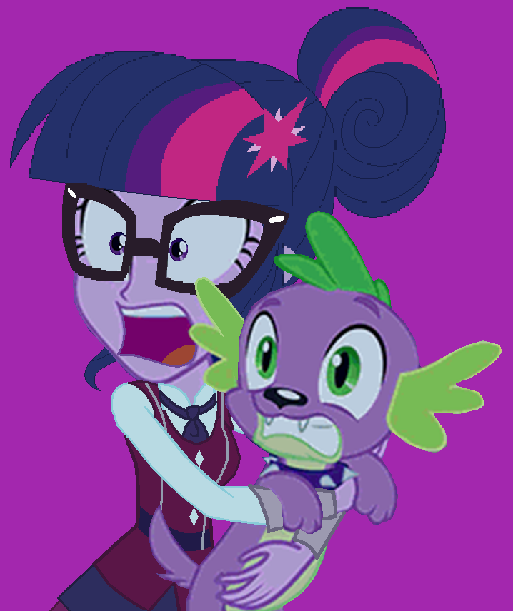 Sci Twi/Twilight, carrying Spike, gasps in shock by PrincessCreation345 ...