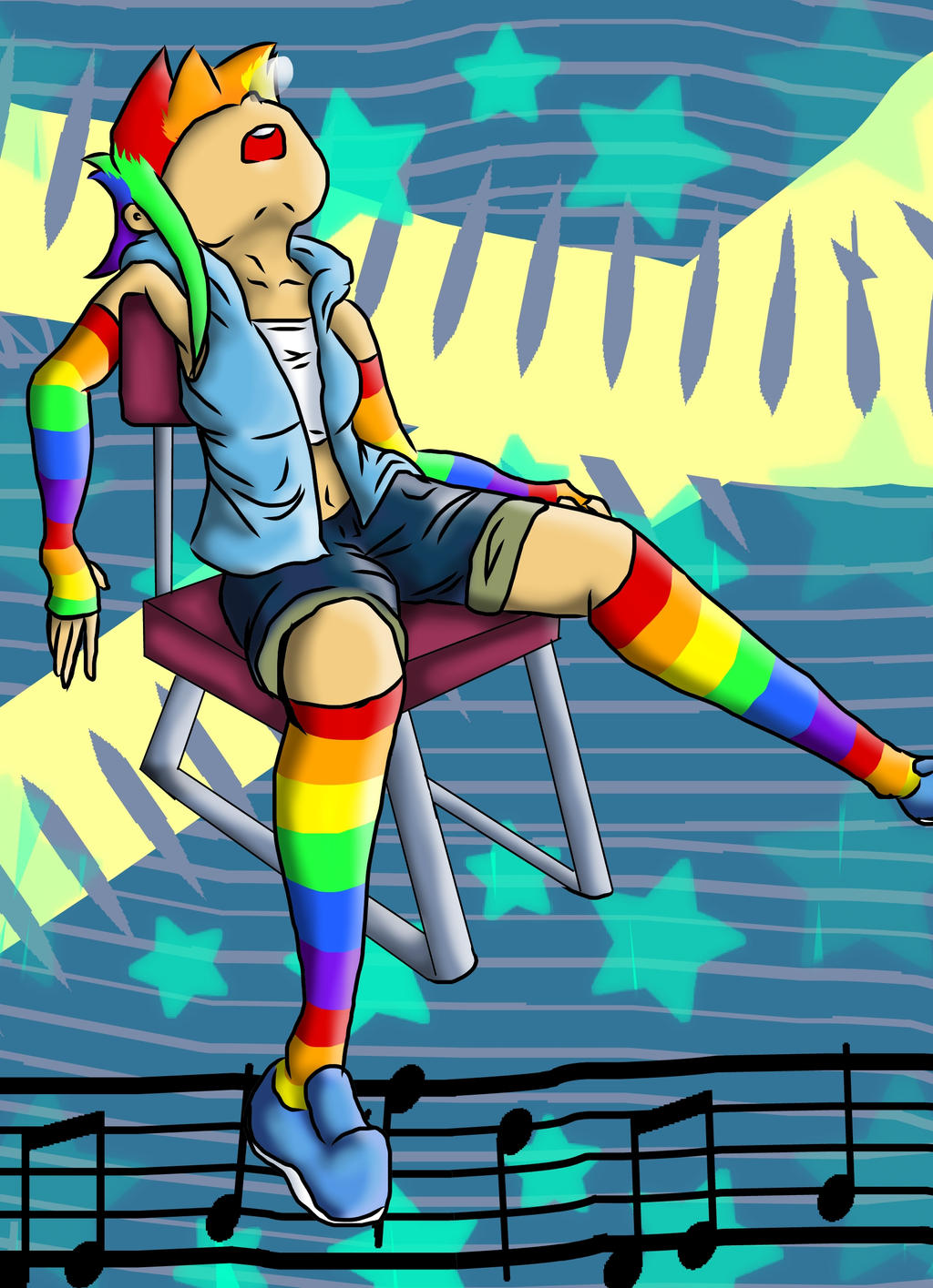 Rainbow Dash Snoozing (humanized)