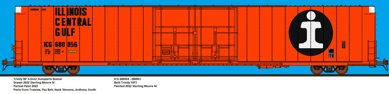 ICG Trinity 86 ft autoparts Boxcar 680056 by trainfan4449 on DeviantArt