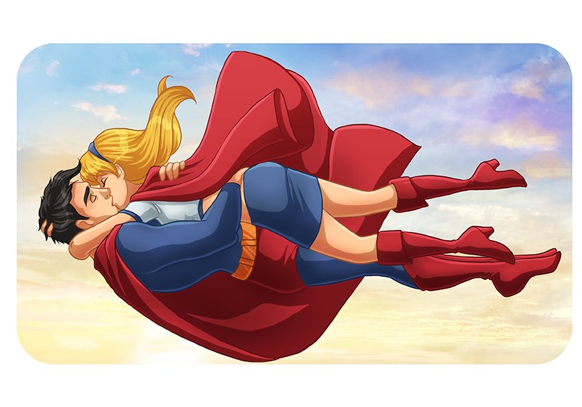 Supergirl Kissing Wonder Woman