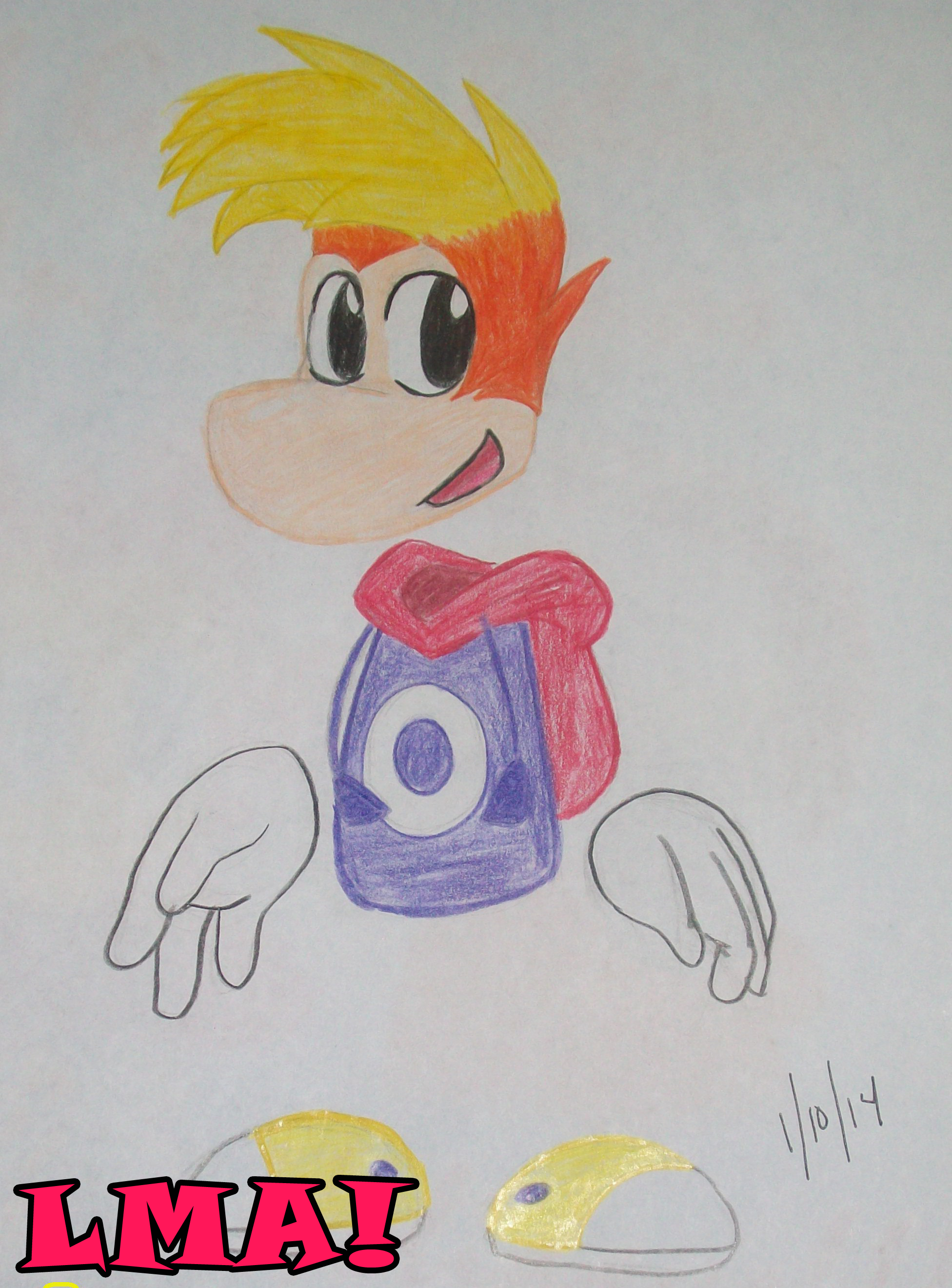 Rayman done in colored pencil