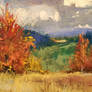 mountains in autumn, pastel